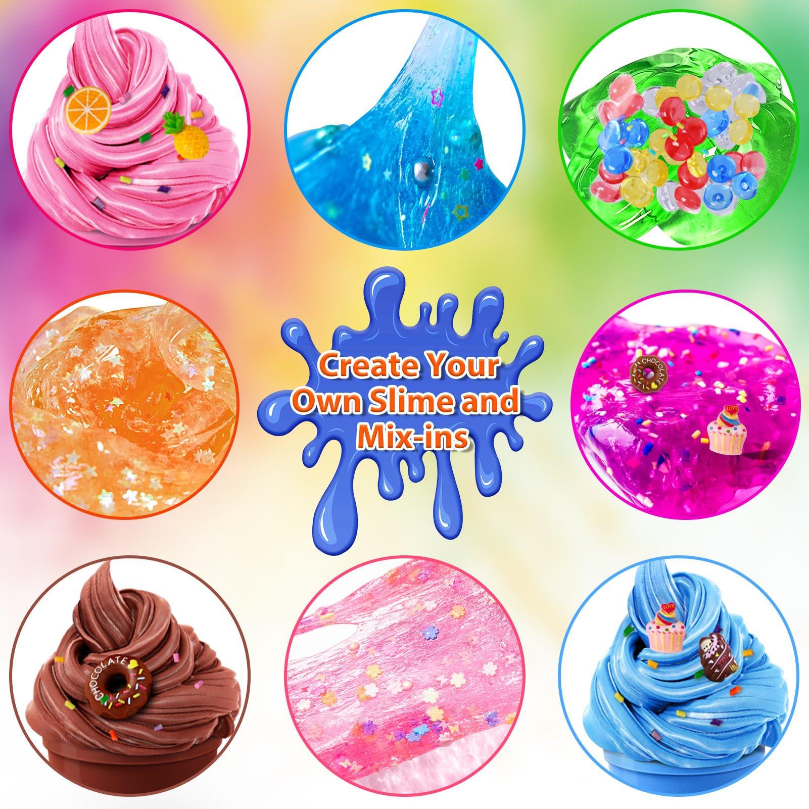 Activity-board  12 Coupes DIY Slime Kit Kit de fabrication de Slime Crystal Clear Slime Glow avec Add-Ins Boules en mousse Charms Slime Party Favors Gift Toys for Kids 