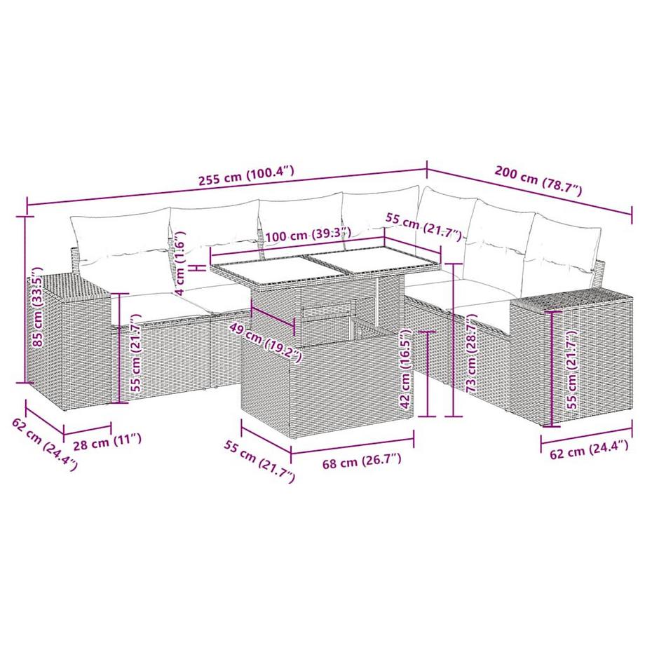 VidaXL Ensemble de canapés de jardin rotin synthétique  
