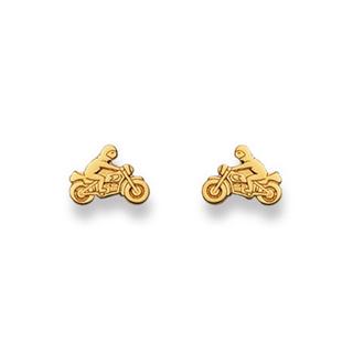 MUAU Schmuck  Ohrstecker Motorrad Gelbgold 750, 7x9mm 