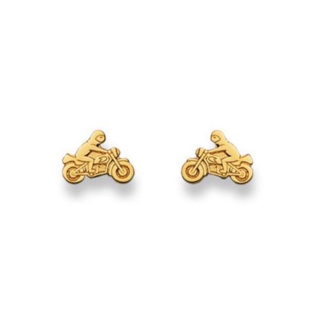 MUAU Schmuck  Ohrstecker Motorrad Gelbgold 750, 7x9mm 