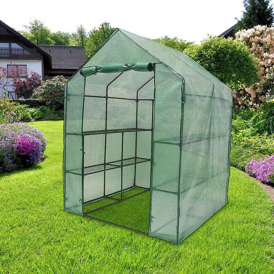B2X Foliengewächshaus mit Regalen  