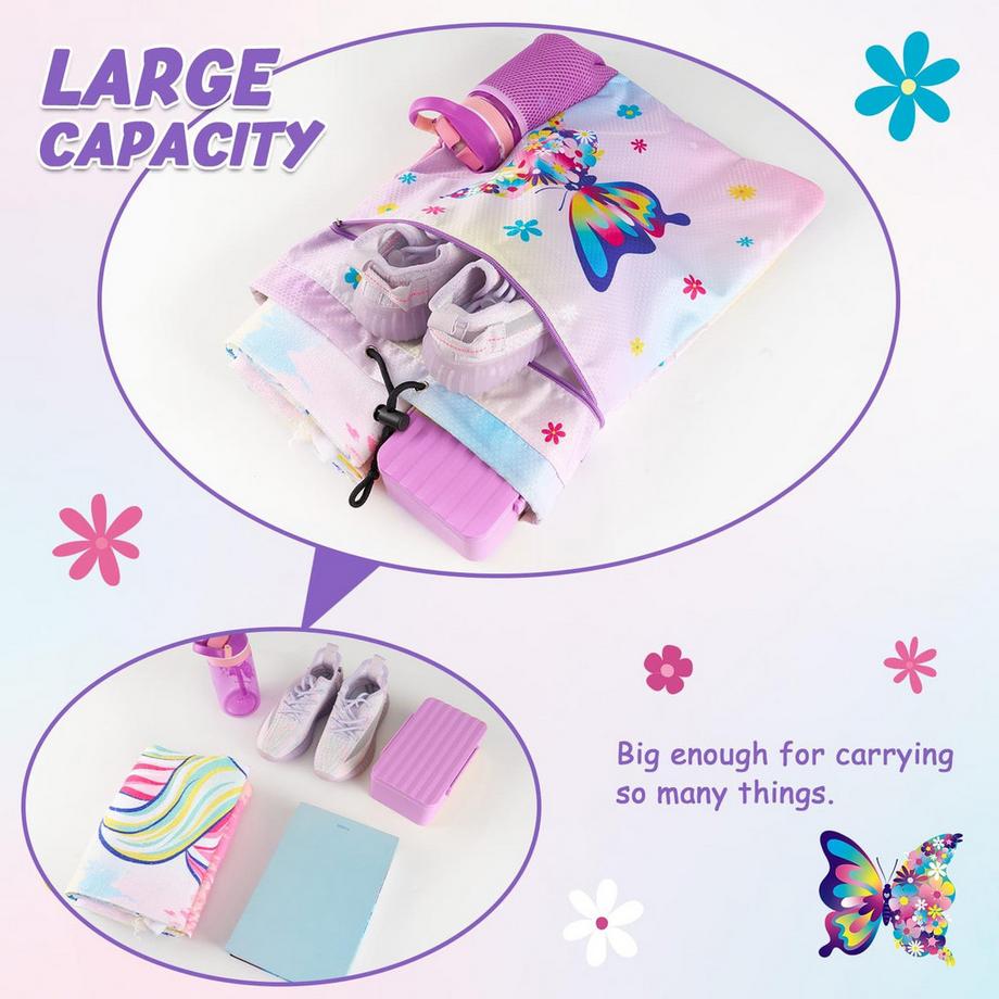 Only-bags.store  Sac à dos enfants - Sac de gym imperméable sac à dos sport école plage voyage natation sac de gym avec poche zippée eau 