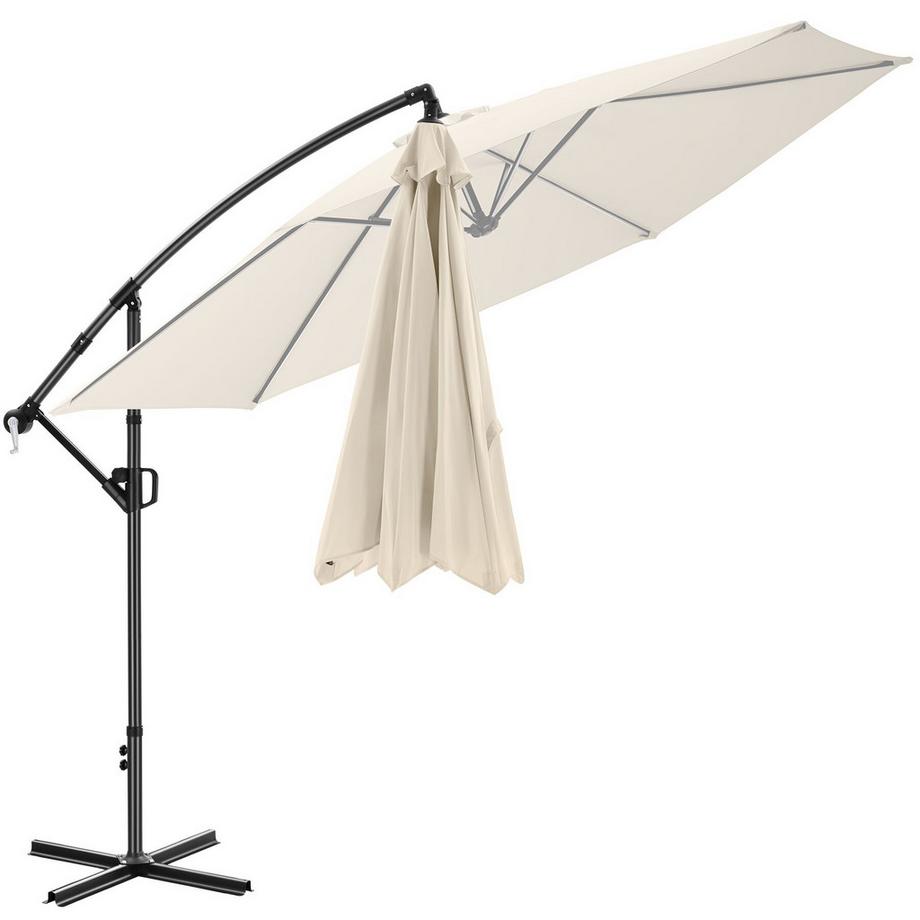 Tectake Ampelschirm Artemis, 360° drehbar, wasserabweisend, stufenlos verstellbare Neigung mit Doppeldach  