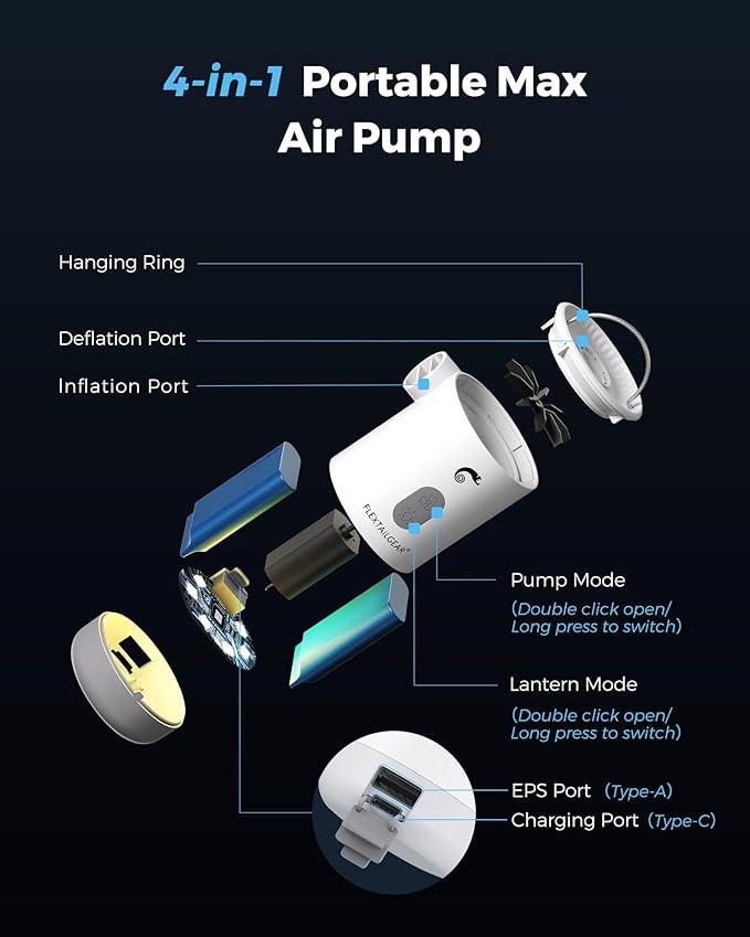 Flextail  MAX PUMP 2 PRO Pompe à air rechargeable 4 en 1 