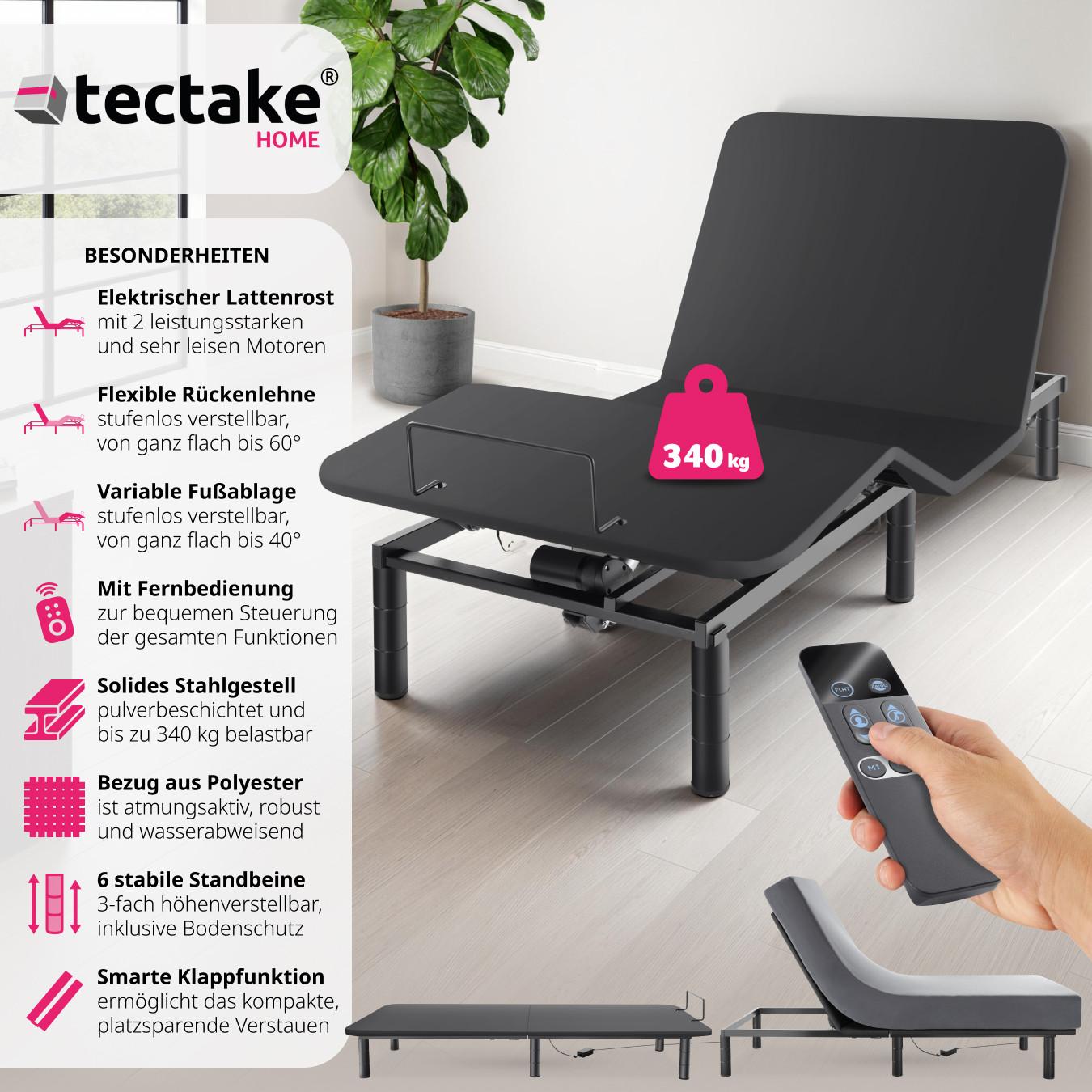 Tectake Bettgestell mit elektrisch verstellbarem Lattenrost Comfort Easy Flex  