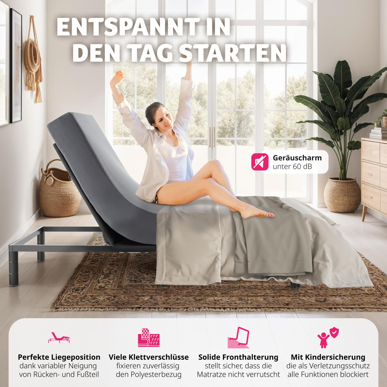 Tectake Intelaiatura letto con doghe regolabili elettricamente Comfort Easy Flex  