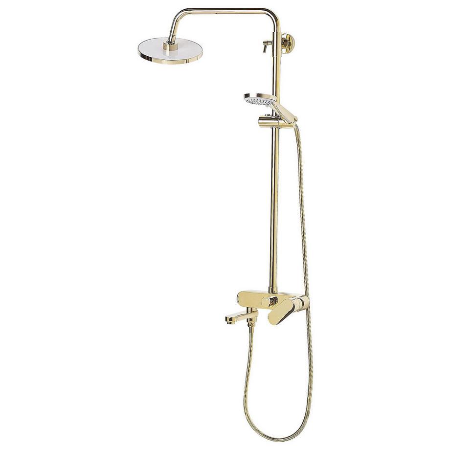 Beliani Set doccia con miscelatore e soffione a pioggia en Ottone Moderno GURARA  