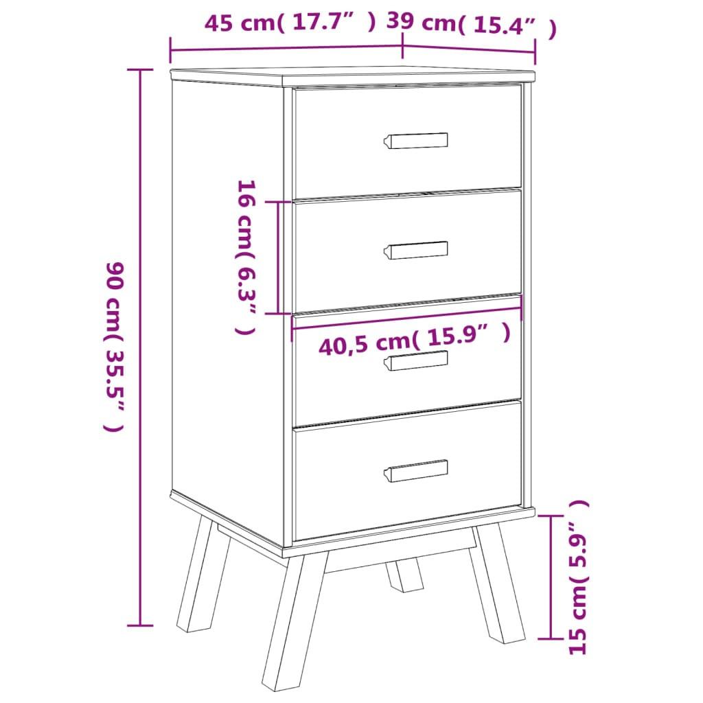 VidaXL comodino Legno di pino  