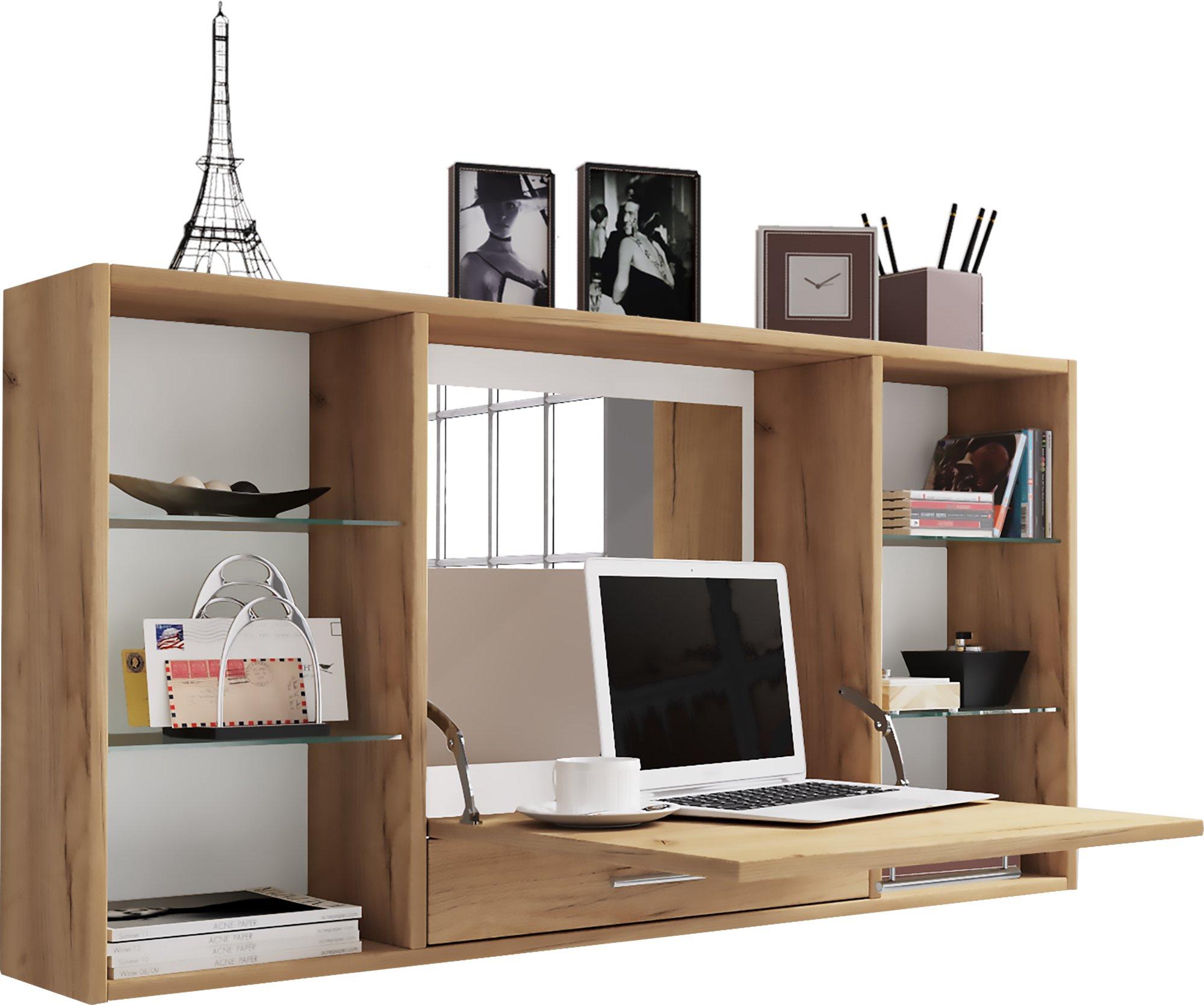 VCM Frisiertisch | Wandtisch mit ausklappbarer Fläche | Maße H. 60 x B. 115 x T. 20 cm | Schminkschrank mit Schublade | Schminktisch - Teala  