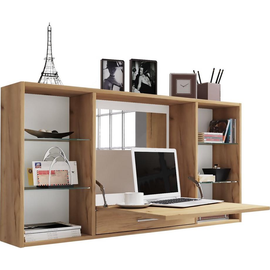 VCM Frisiertisch | Wandtisch mit ausklappbarer Fläche | Maße H. 60 x B. 115 x T. 20 cm | Schminkschrank mit Schublade | Schminktisch - Teala  