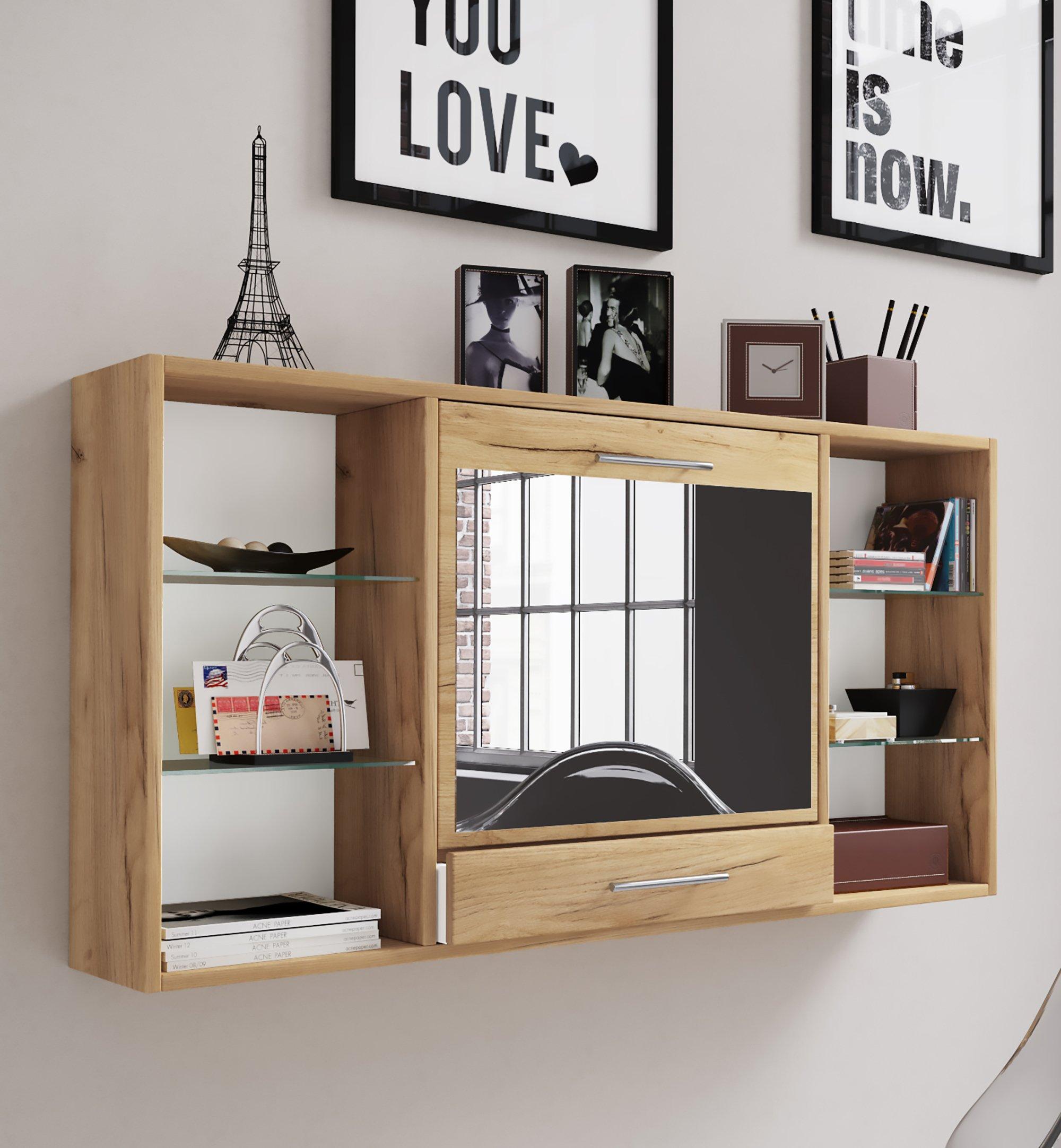 VCM Frisiertisch | Wandtisch mit ausklappbarer Fläche | Maße H. 60 x B. 115 x T. 20 cm | Schminkschrank mit Schublade | Schminktisch - Teala  