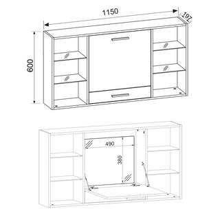 VCM Schminktisch Wand Frisiertisch Schminkschrank Wandregal Spiegel Teala  