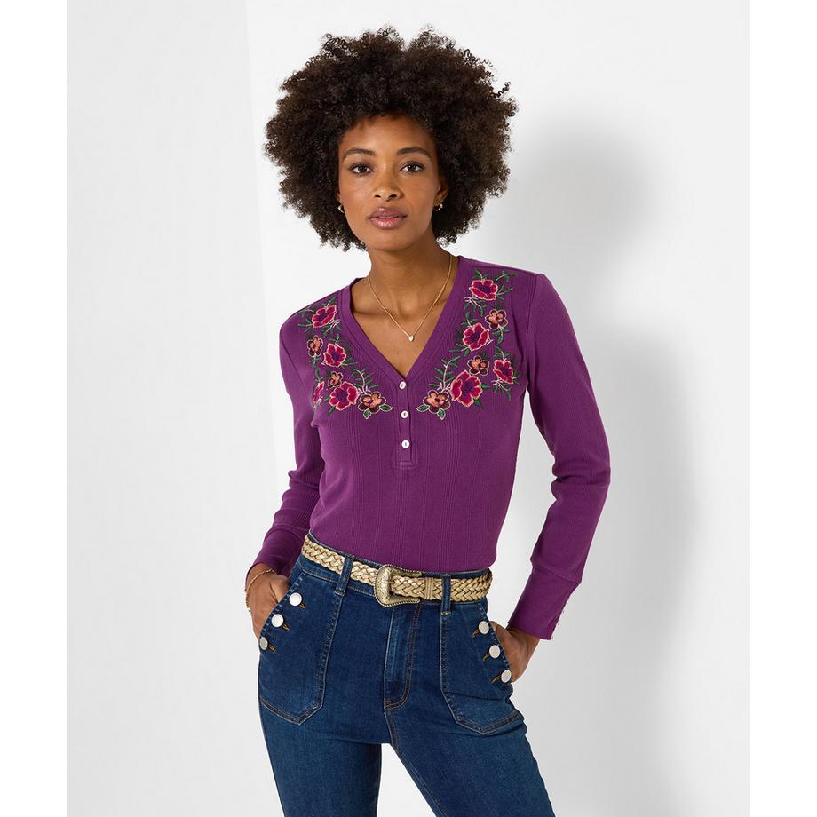 Joe Browns Henley-Shirt aus Jersey mit Blumenstickerei  