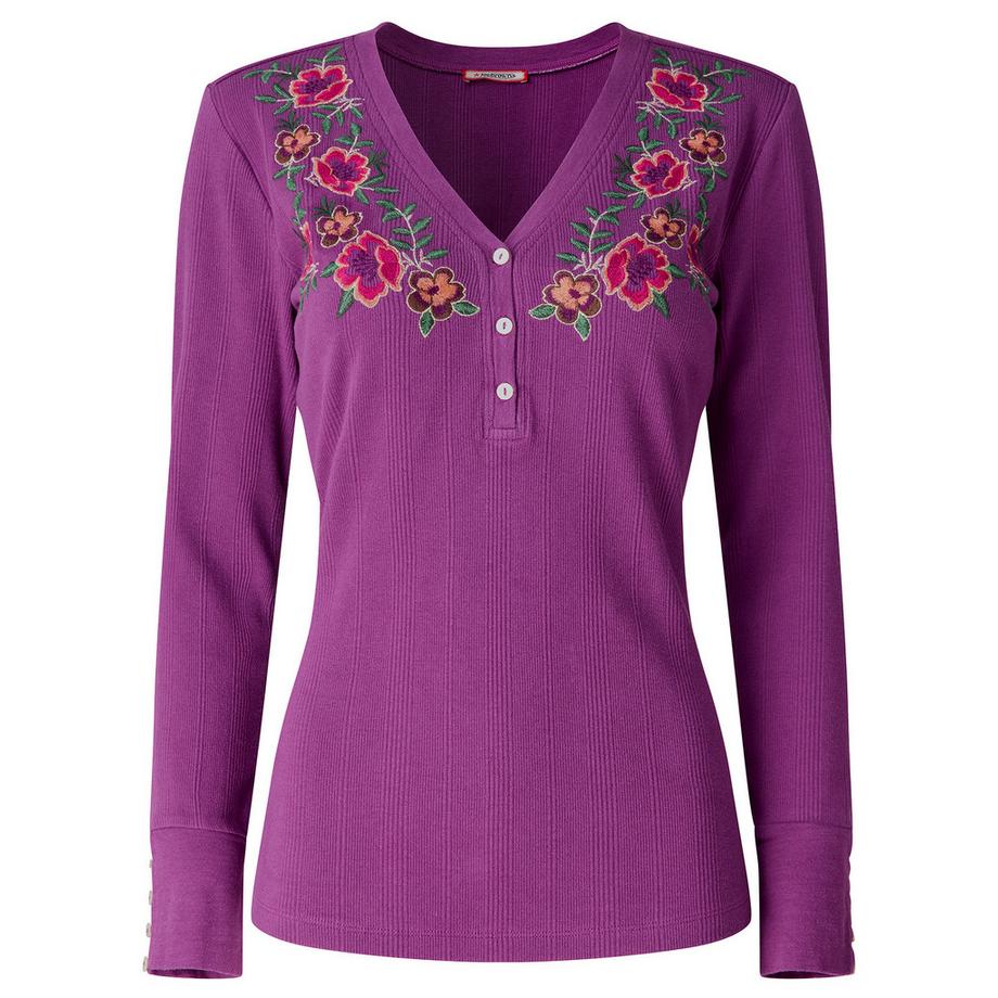 Joe Browns Henley-Shirt aus Jersey mit Blumenstickerei  