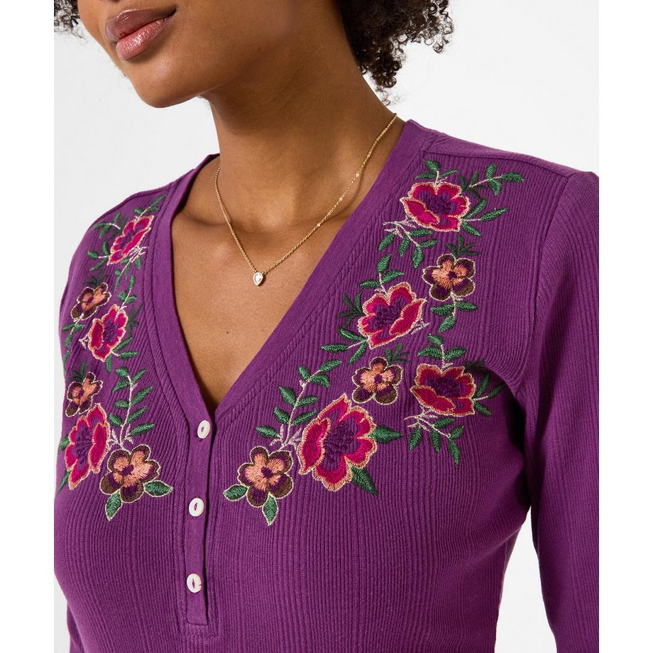 Joe Browns Henley-Shirt aus Jersey mit Blumenstickerei  