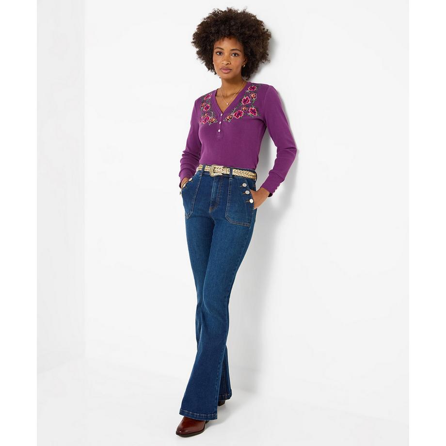 Joe Browns Henley-Shirt aus Jersey mit Blumenstickerei  