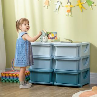 Northio Boîtes De Rangement Avec Couvercle Tiroir Armoire Pour Enfants Coffre À Jouets Organisateur De Jouets Meubles Pour Enfants Pour 3-6 Ans Enfants Bleu  
