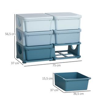 Northio Boîtes De Rangement Avec Couvercle Tiroir Armoire Pour Enfants Coffre À Jouets Organisateur De Jouets Meubles Pour Enfants Pour 3-6 Ans Enfants Bleu  