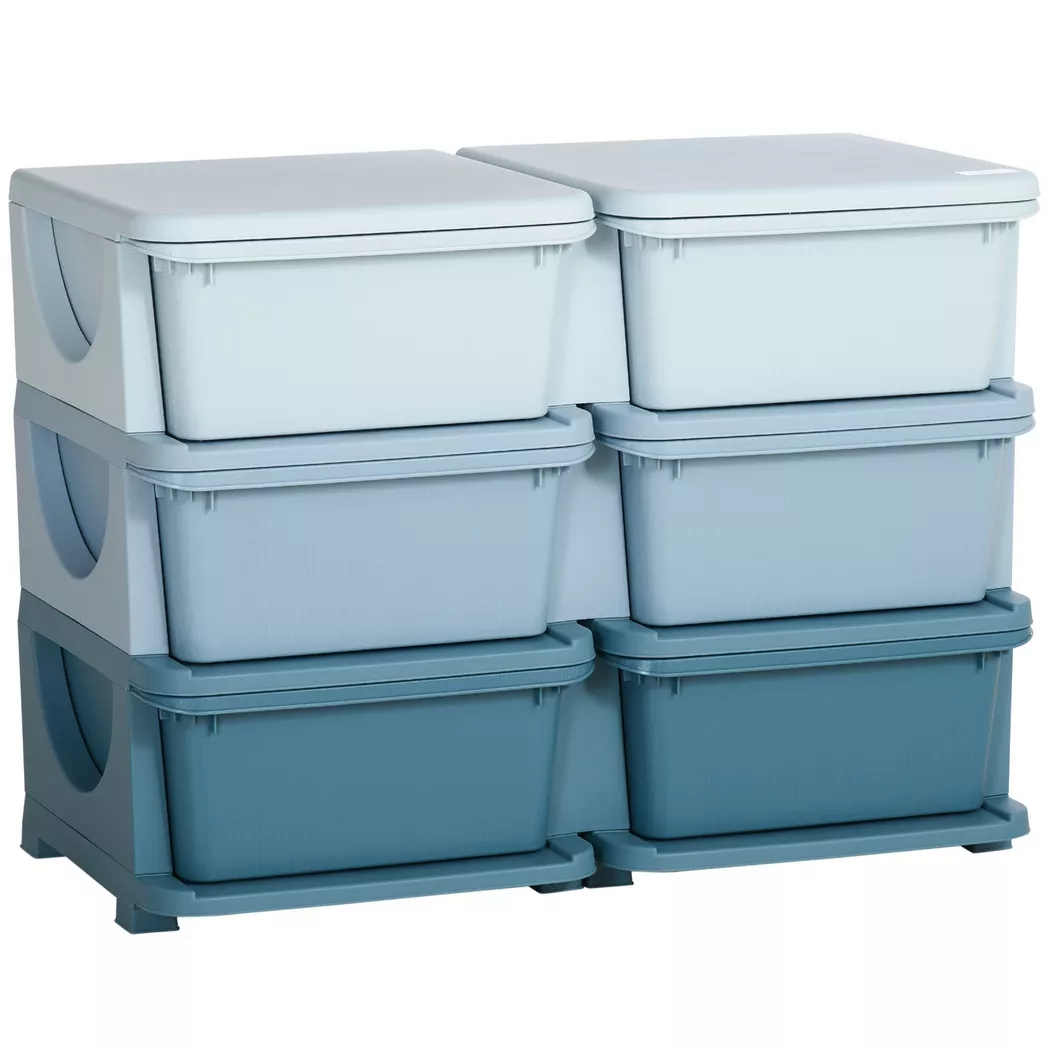Northio - Scatole Portaoggetti Con Coperchio, Cassettiera, Per Bambini, Scatola Per Giocattoli, Organizer Per Giocattoli, Mobili Per Bambini Da 3 A 6 Anni, Colore Blu, One Size