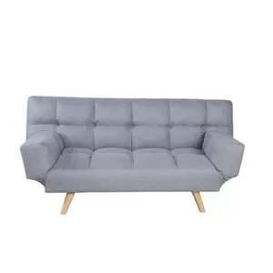 Canapé 3 places convertible clic-clac en tissu gris ADENEO