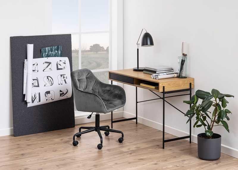 mutoni Chaise de bureau Shields VIC tissu gris foncé noir  