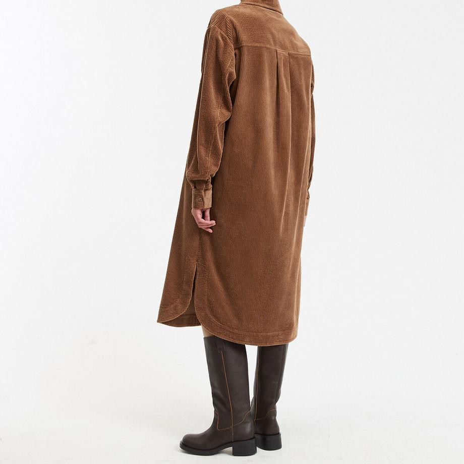 La Redoute Collections Abito midi in velluto a coste taglio dritto  
