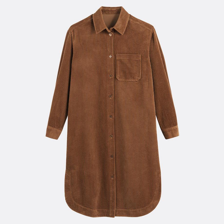 La Redoute Collections Abito midi in velluto a coste taglio dritto  