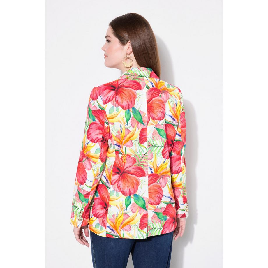 Ulla Popken Blazer motif floral Col à revers Fente d'aisance  
