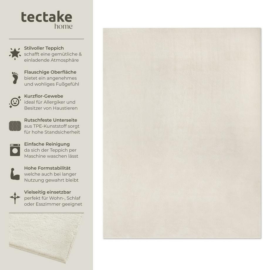 Tectake Kurzflorteppich Soft Zone verschiedene Größen und Farben flauschige Oberfläche  