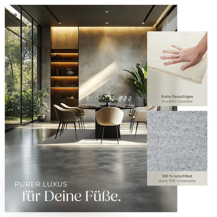 Tectake Kurzflorteppich Soft Zone verschiedene Größen und Farben flauschige Oberfläche  