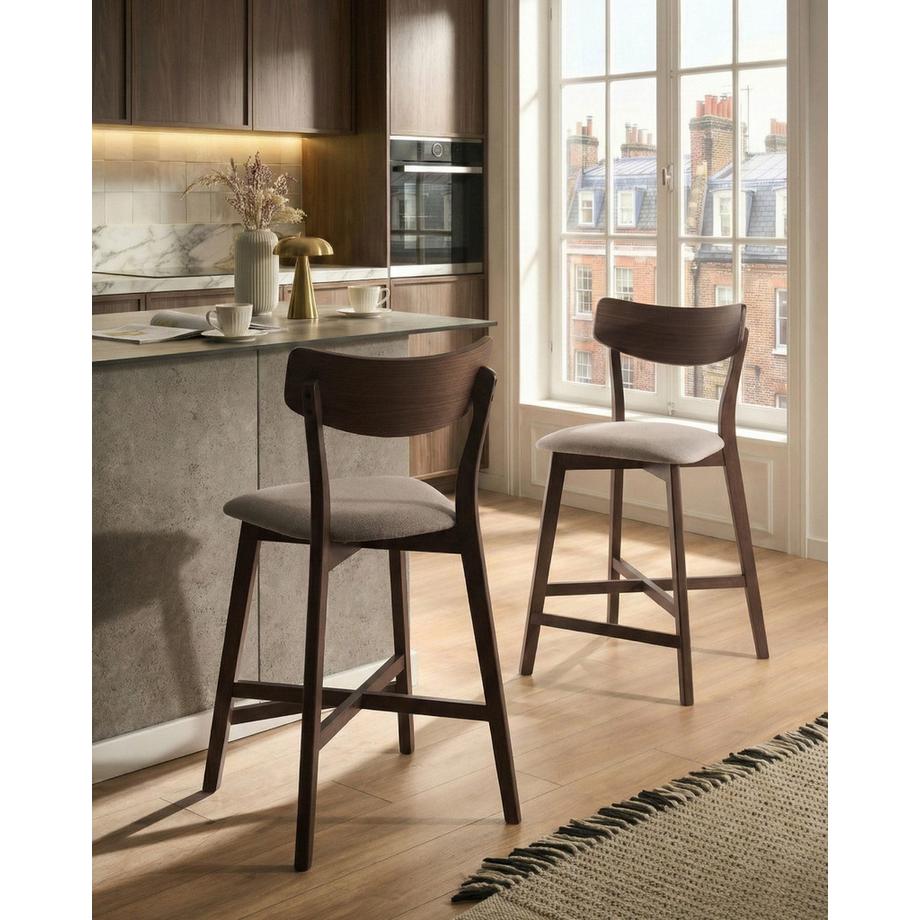 Beliani Lot de 2 chaises de bar en Bois d'hévéa  HOLLY  