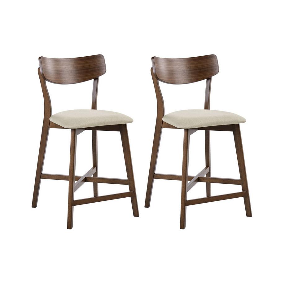 Lot de 2 chaises de bar en Bois d'hévéa  HOLLY