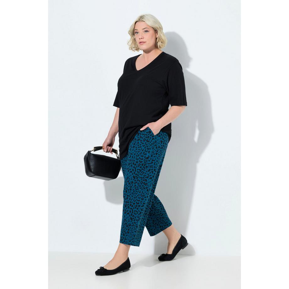 Ulla Popken Pantalon 7/8 Jersey Jambe Large Taille Élastique Poches  