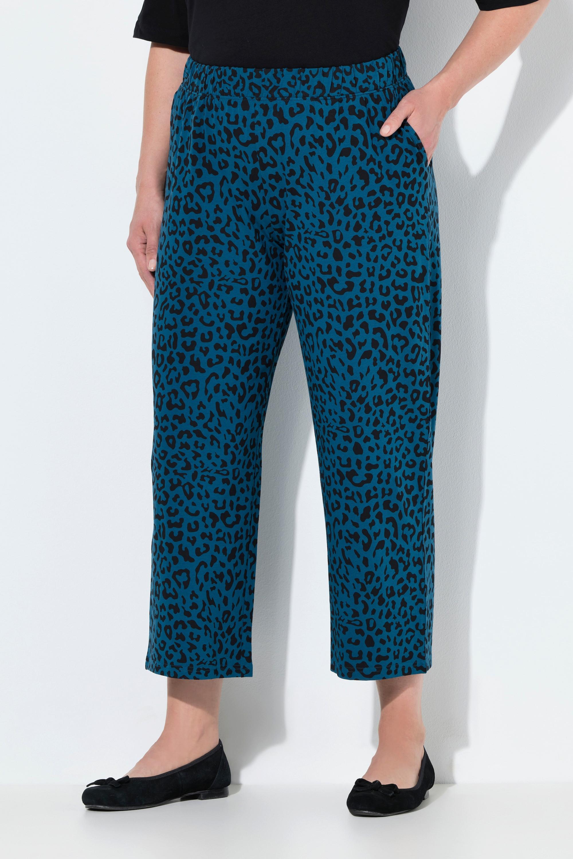 Ulla Popken Pantaloni 7/8 Jersey Gamba Larga Vita Elastica Tasche  