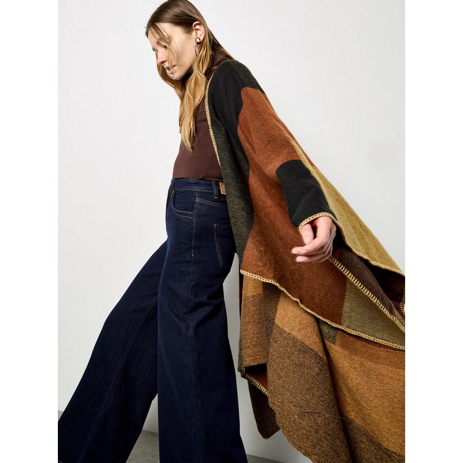 APRICOT Quadratische Cape mit Color-Blocking-Design  