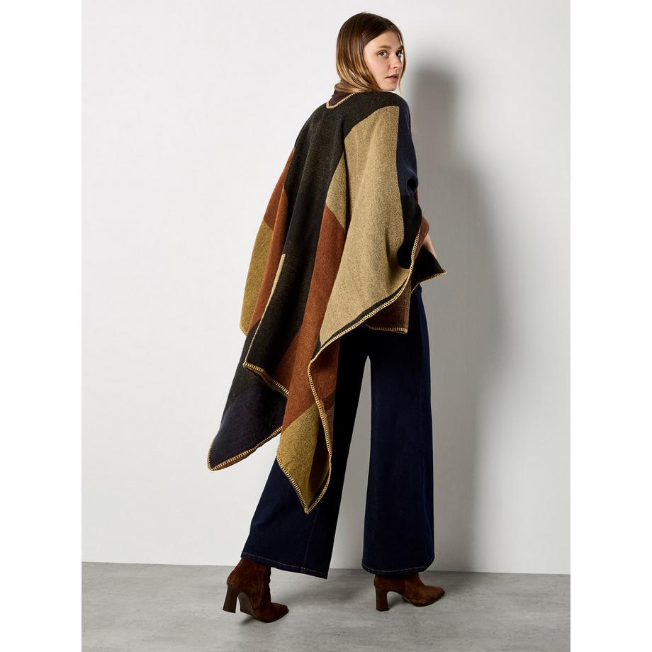APRICOT Quadratische Cape mit Color-Blocking-Design  