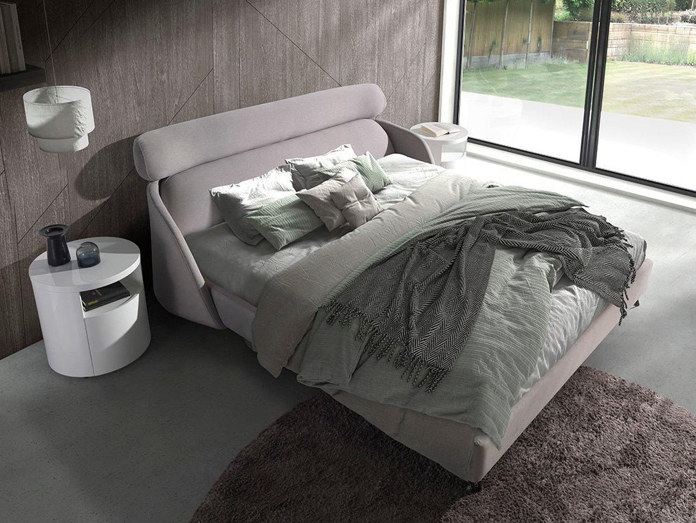 ANGEL CERDA Letto in tessuto grigio chiaro  