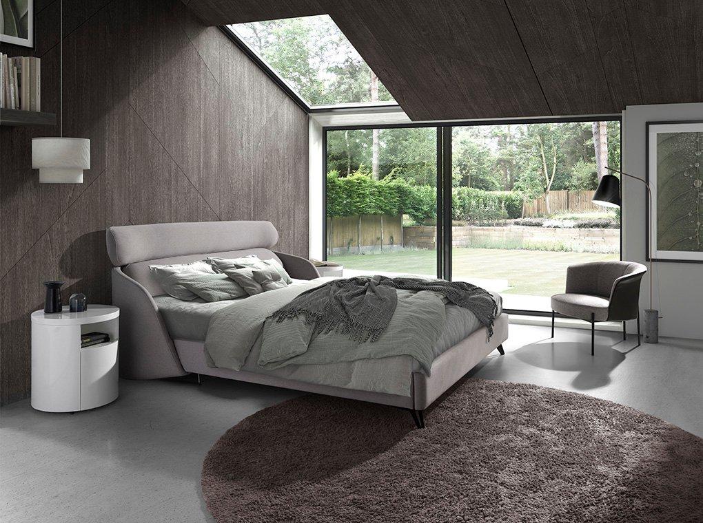 ANGEL CERDA Lit en tissu gris clair  