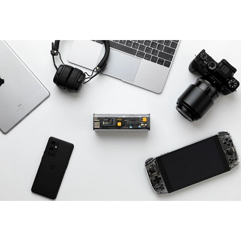 Sharge  Storm 2 Power Bank mit Display, 25600mAh, schwarz/transparent 