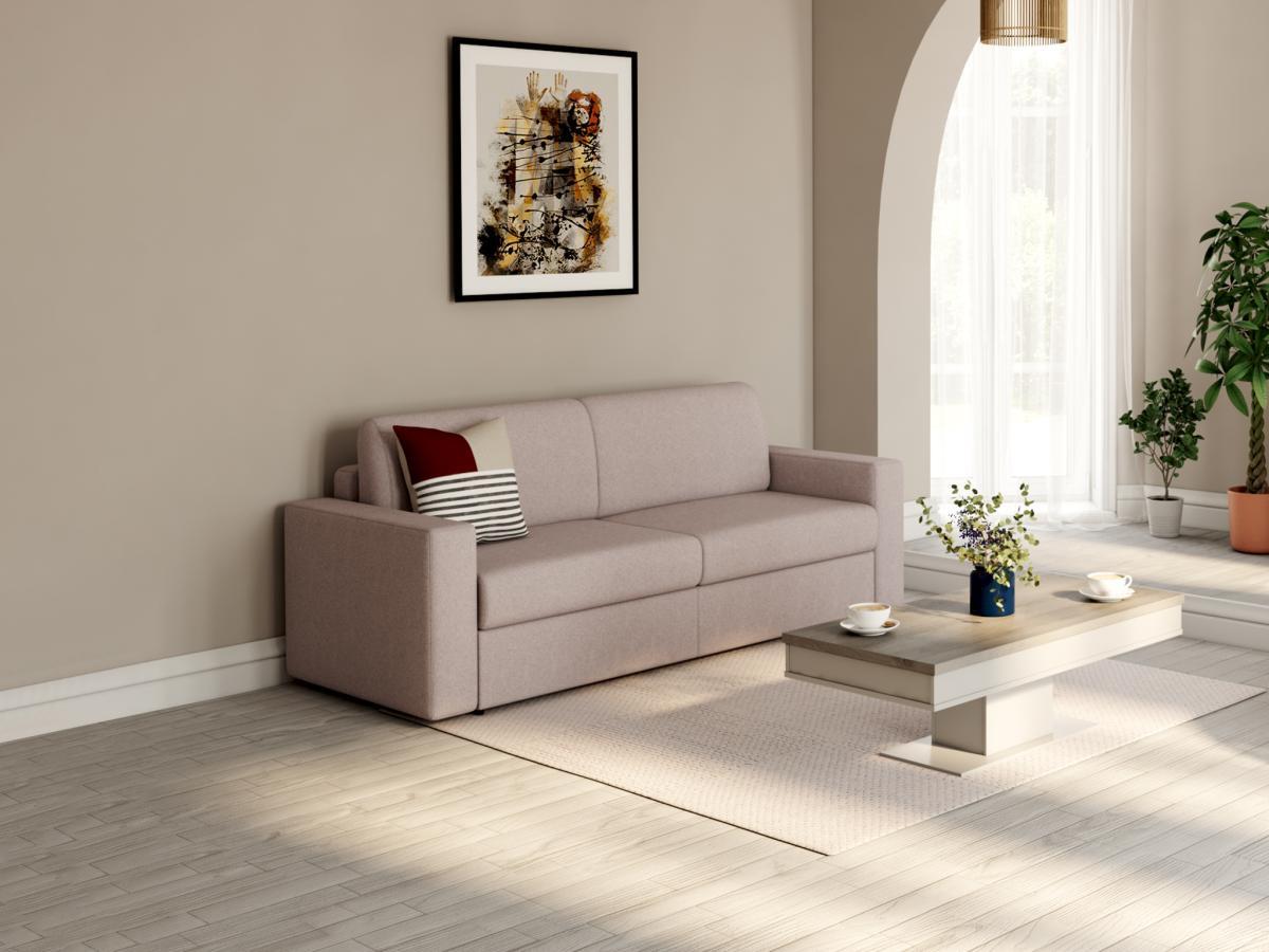 Vente-unique Sofa - 3-Sitzer - Mit Matratze - Stoff - Beige - COGLIO  