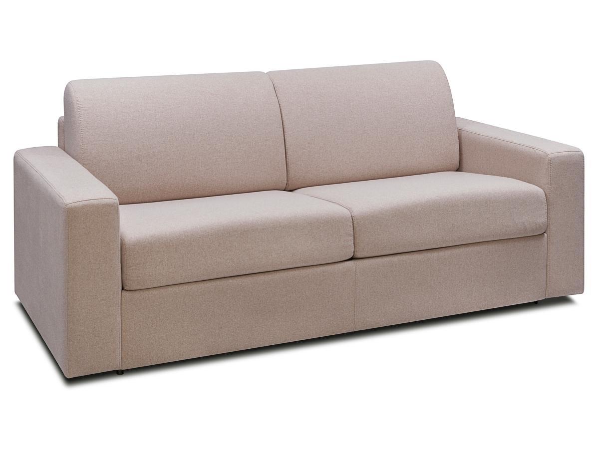 Vente-unique Canapé 3 places convertible express en tissu beige COGLIO  