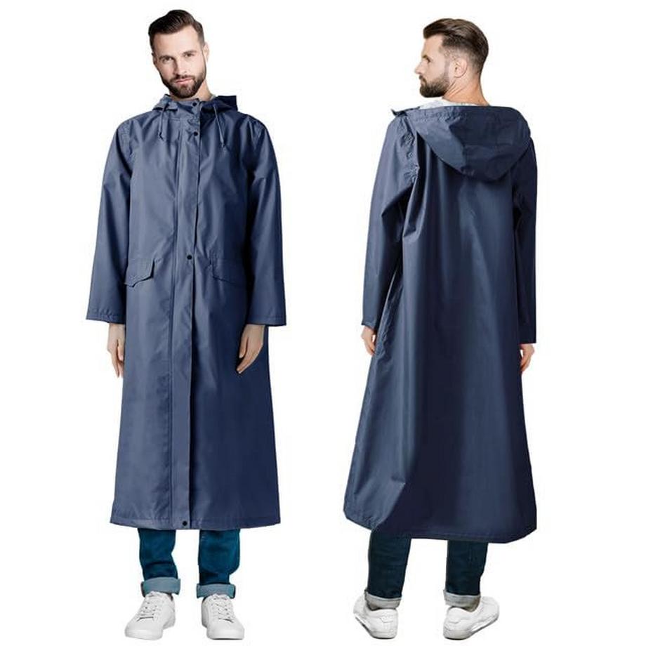 Langer Regenmantel wasserdichte Regenjacke Unisex Regenponcho mit Pattentasche, Einheitsgröße