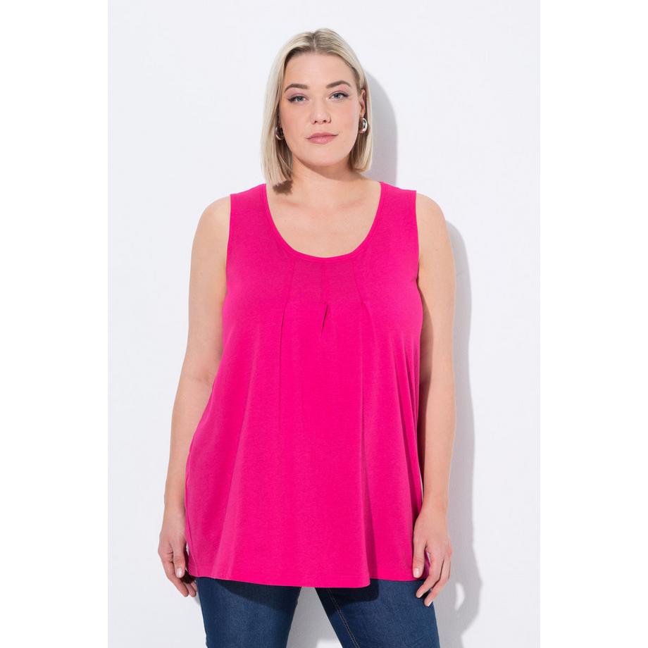 Ulla Popken A-Linie Ärmelloses Rundhals Top mit Zierfalten  