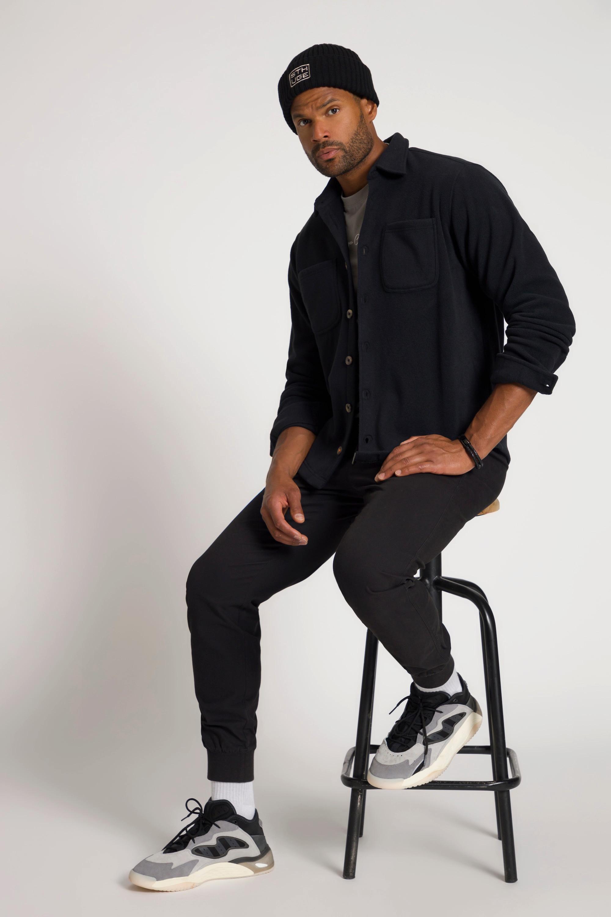 Sthuge Fleece Langarm Overshirt Modern Fit Kentkragen  