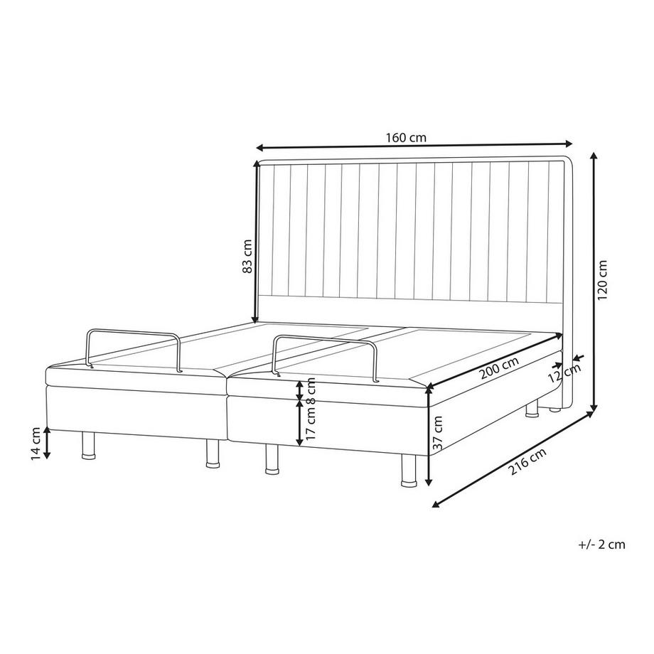 Beliani Letto regolabile en Tessuto Classico DUKE II  
