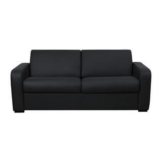 Vente-unique Schlafsofa mit Matratze 3-Sitzer - Matratze 22 cm - Leder - Schwarz - BEVIS  