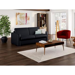 Vente-unique Schlafsofa mit Matratze 3-Sitzer - Matratze 22 cm - Leder - Schwarz - BEVIS  