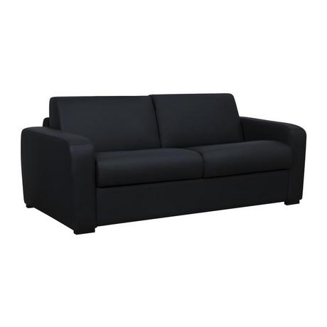 Vente-unique Schlafsofa mit Matratze 3-Sitzer - Matratze 22 cm - Leder - Schwarz - BEVIS  