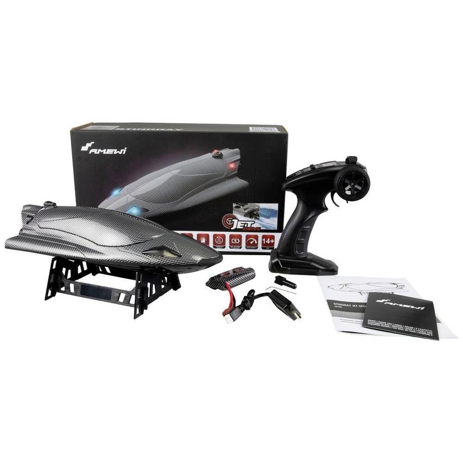 Amewi  Stingray Speedboot mit Jetantrieb 335mm RTR Carbon-Optik 40 km/h 