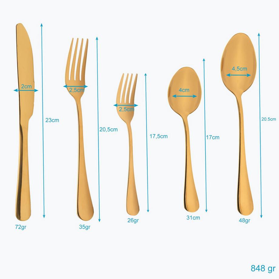 Intirilife Essbesteck 20-teilig Gold  